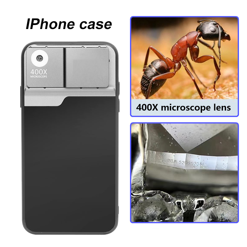 Photography Lighting Case - 400X Magnification Microscope Phone Case for