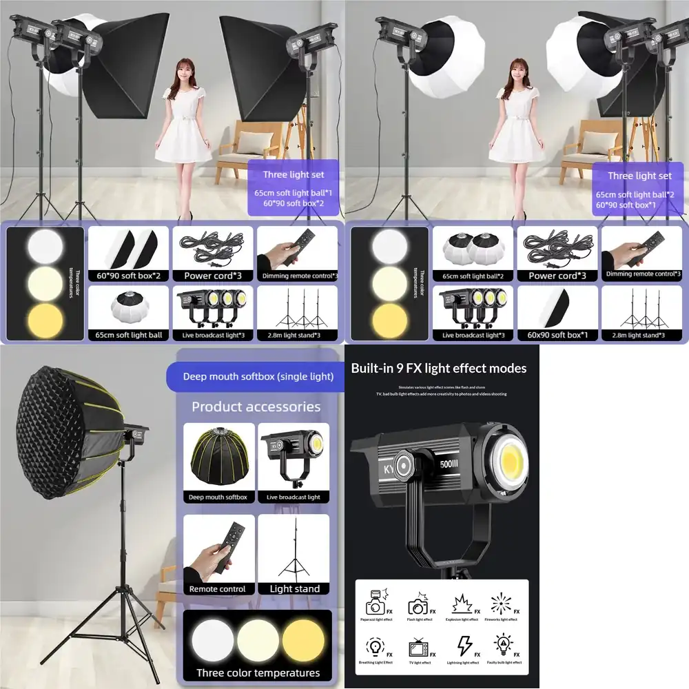 Photography Led Lighting Kit - 3*300W Cob Photography Light Studio Led