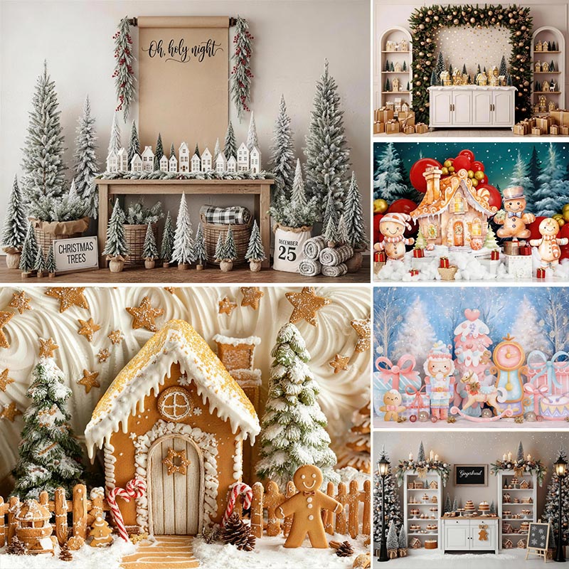 Photography Lighting And Backdrop - LS Gingerbread House Backdrop Photography Plaid