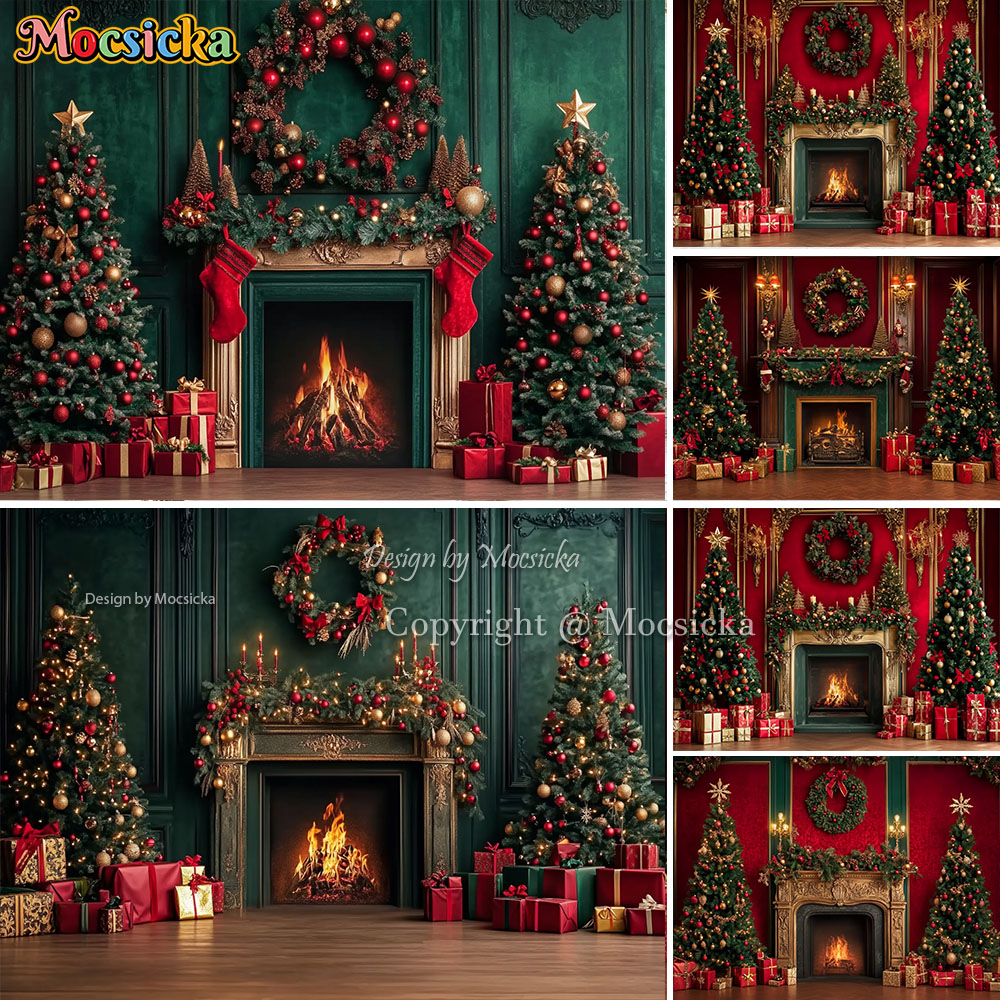 Mocsicka Red Christmas Firepla - огляд і ціна Photography Lighting And Backdrop