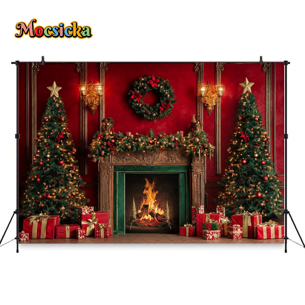 Mocsicka Red Christmas Firepla - огляд і ціна Photography Lighting And Backdrop