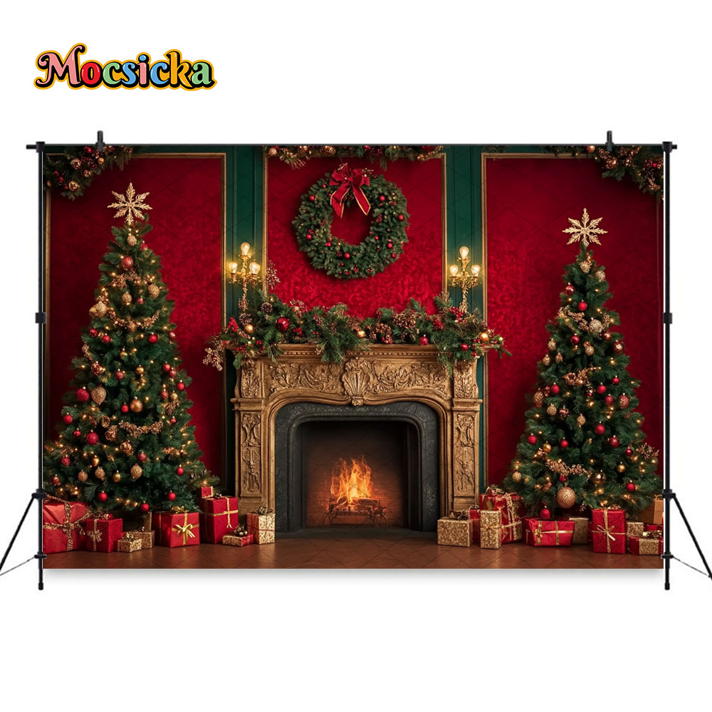 Mocsicka Red Christmas Firepla - огляд і ціна Photography Lighting And Backdrop