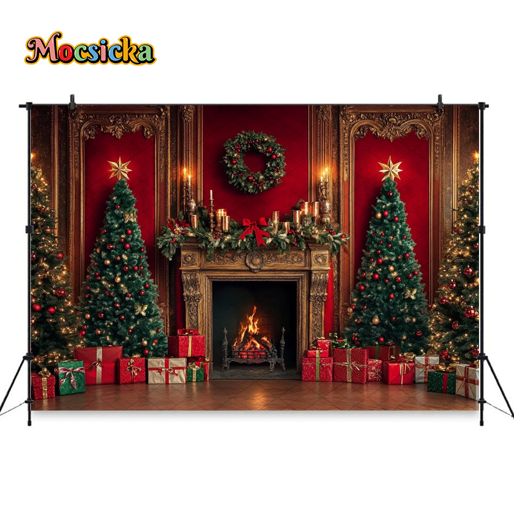 Mocsicka Red Christmas Firepla - огляд і ціна Photography Lighting And Backdrop